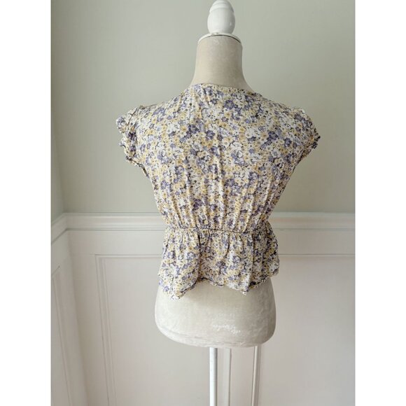 Wild Fable Floral V Neck Button Detail Blouse Medium - Picture 4 of 6